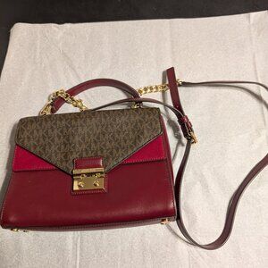 Michael Kors Sloan MD Double Flap Leather Crossbody Satchel